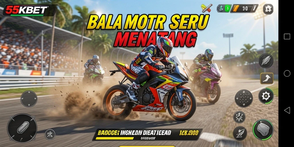 Screenshot gameplay 55KBET menampilkan aksi balapan yang mendebarkan.