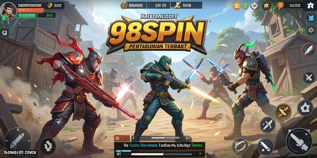 Tampilan aksi seru dalam gameplay 98SPIN Battle Royale.