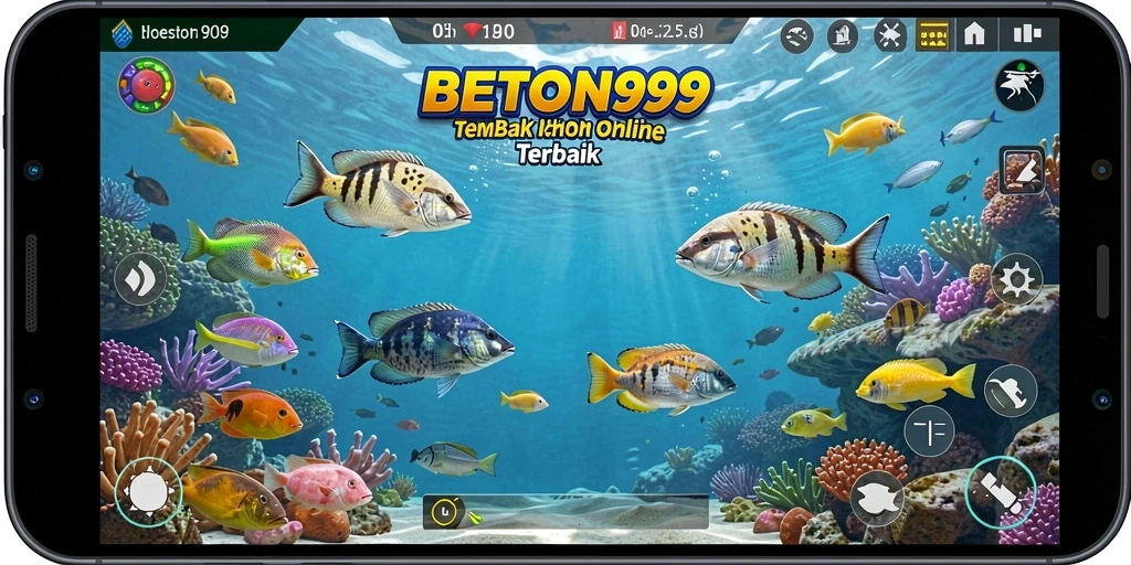 Skrinsut gameplay BETON999 yang menampilkan aksi tembak ikan yang seru.