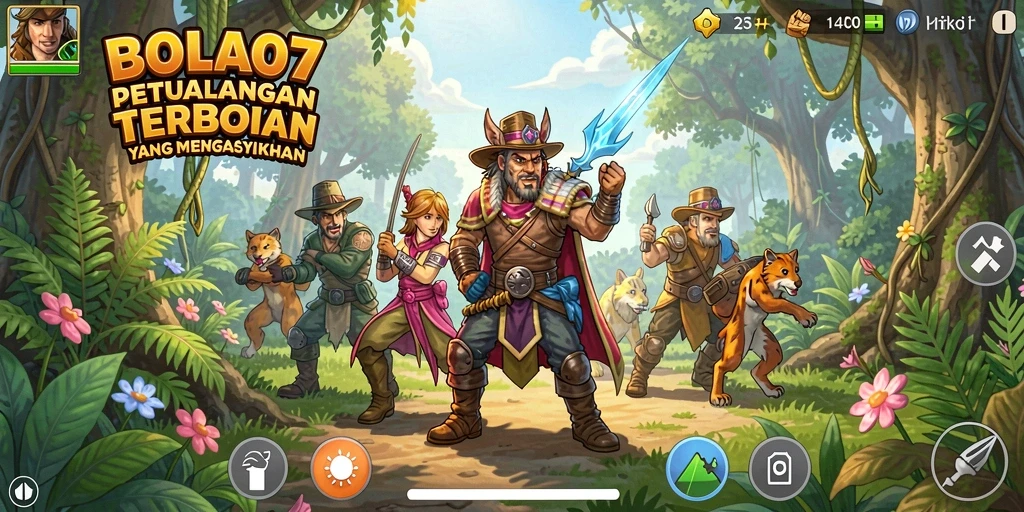 Screenshot gameplay BOLA07 menampilkan petualangan mendebarkan di dunia terbuka.