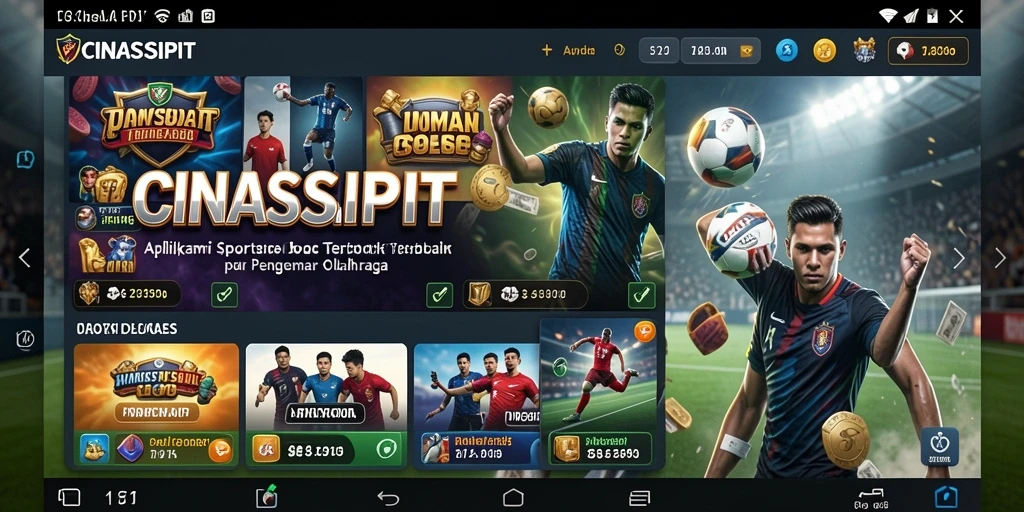 Tampilan gameplay CINASIPIT dengan berbagai pilihan taruhan olahraga.