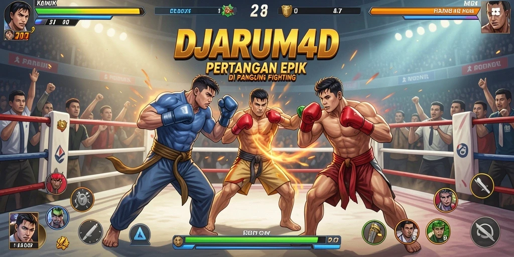 Screenshot DJARUM4D menampilkan pertempuran seru dengan karakter yang sedang bertarung.