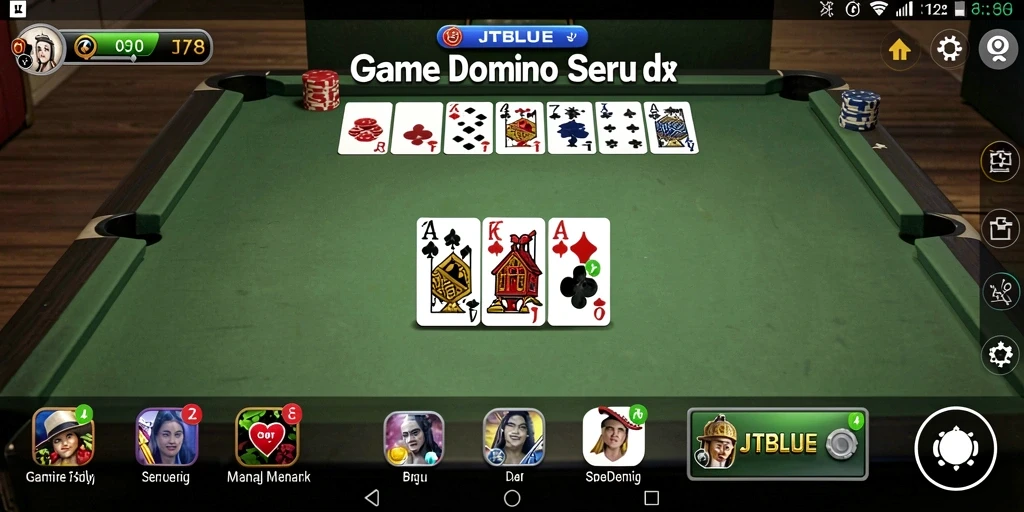 Screenshot gameplay JTBLUE dengan aksi bermain Domino yang seru.