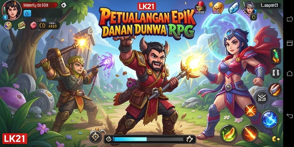 Screenshot gameplay LK21 dengan aksi RPG mendebarkan.