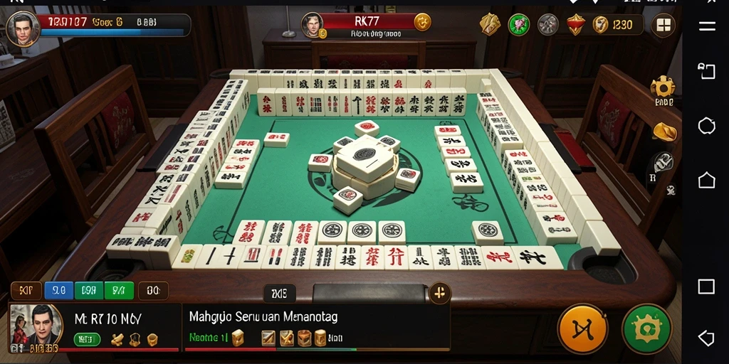 Screenshot gameplay RK77 yang menampilkan aksi mencocokkan ubin Mahjong.