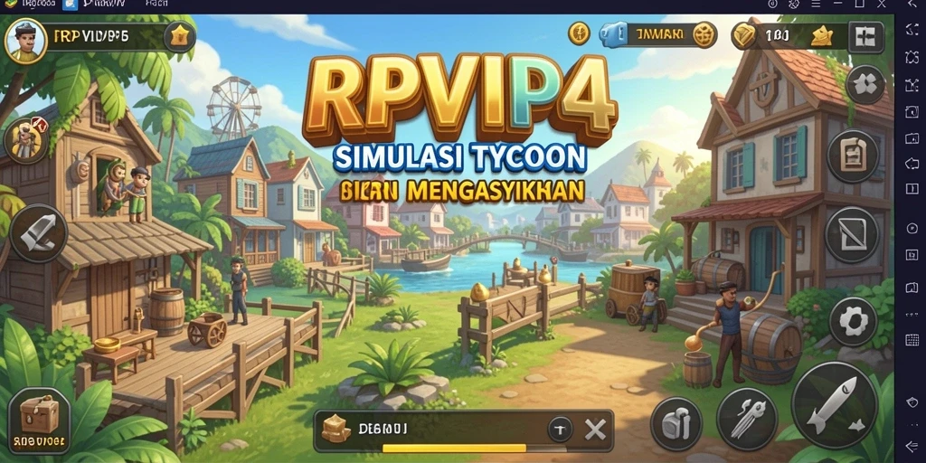 Screenshot utama RPVIP4 menampilkan elemen gameplay Tycoon yang menarik.