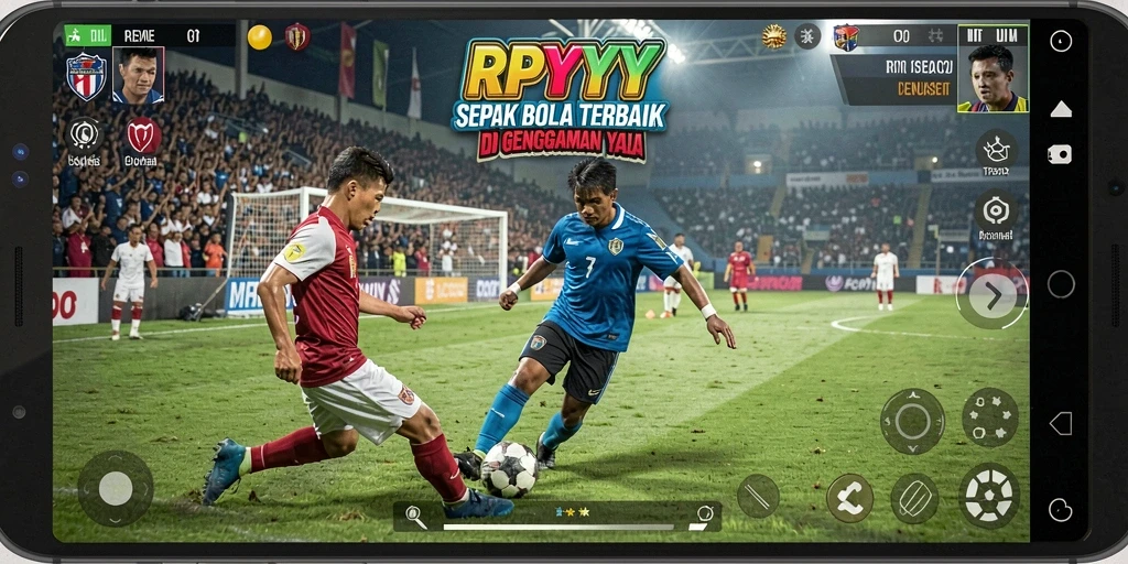 Screenshot gameplay dari RPYYY yang menunjukkan aksi di lapangan hijau.