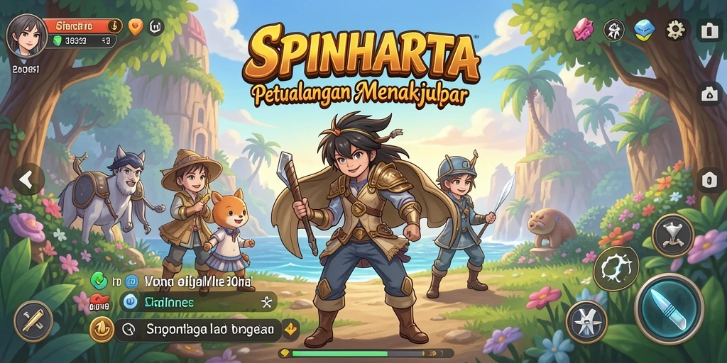 Tampilan gameplay menarik dari SPINHARTA dengan karakter anime.