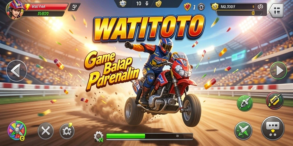 Gameplay WATITOTO menampilkan balapan yang seru dan mendebarkan.